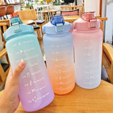 2L Gradient Water Bottle,  Flip Lid Drink Jug, Water Flask Drinking Bottle, Outdoor Sports Portable Plastic Cold Water Cups, Transparent Frosted Plastic Water Bottle