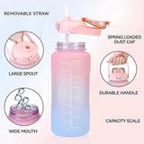 2L Gradient Water Bottle,  Flip Lid Drink Jug, Water Flask Drinking Bottle, Outdoor Sports Portable Plastic Cold Water Cups, Transparent Frosted Plastic Water Bottle