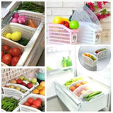Kitchen Organizer Basket, Drawer Adjustable Storage Box, Retractable Drawer Space Saver Slide Fridge Rack, Classified Organizer Container, Vegetable Drain Basket