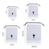 Set Of 4 Portable Waterproof Cute Bear Print Drawstring, Waterproof Travel Luggage Bag, Home Clothes Storage Bag, Shoes Organizer Pouch, Portable Cartoon Drawstring Shoe Storage, Waterproof Cosmetic Storage Bag, Transparent Clothing Drawstring Pocket