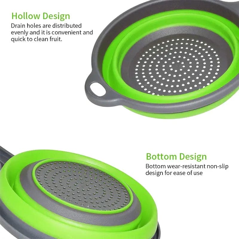 Foldable Colander Basket, Folding Vegetable Fruit Washing Basket Drain Strainer, Extendable Kitchen Colander Strainer With Handle, Round Kitchen Strainer for Draining, Over The Sink Vegetable/Fruit Flexible Strainer,  Folding Heat Resistant Colander