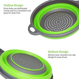 Foldable Colander Basket, Folding Vegetable Fruit Washing Basket Drain Strainer, Extendable Kitchen Colander Strainer With Handle, Round Kitchen Strainer for Draining, Over The Sink Vegetable/Fruit Flexible Strainer,  Folding Heat Resistant Colander