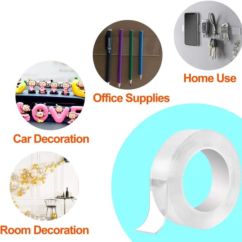 Nano Double Sided Tape, Transparent Nano Tape, Powerful Wall Stickers For Bathroom Kitchen Gadgets Home, Washable Self adhesive Transparent Tape, Universal Hook Tape