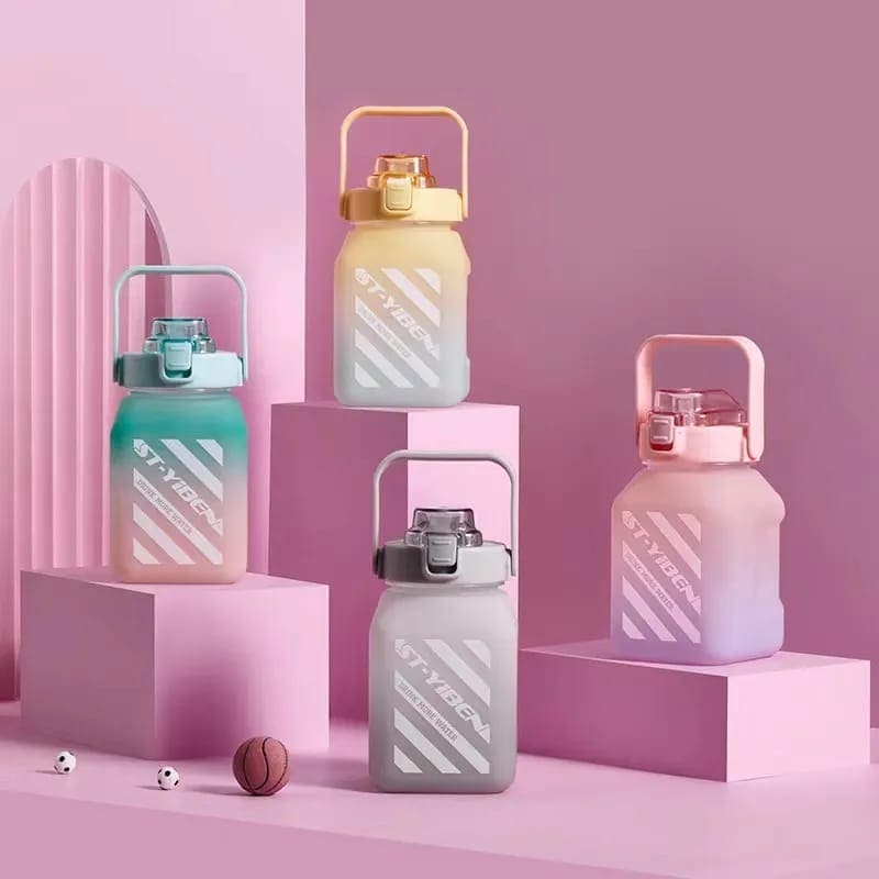 Rainbow Square Water Bottle, 700ml Gradient Color Water Bottle, Portable Cute Kids Water Bottle, Large Capacity Square Belly Water Bottle