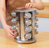 Rotatable Seasoning Rack, Stainless Steel Spice Rack, Countertop Rack Tower Organizer
