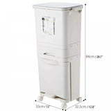 3 Layer Trash Bin, Kitchen Gargabe Can, Recyclable Vertical Trash Cabinet,  Household Waste Bin With Wheels, Large Plastic Cube Storage Bins Basket With Lid, Household Classification Bucket, 42L Three-layer Kitchen Separation Trash Can