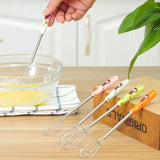 Mini Handle Egg Beater, Cute Cartoon Ceramic Handle Manual Beater, Hand Stirring Beaters, Multifunctional Cream Coffee Churn Baking Accessories Kitchen Tool, Stainless Steel Whisk, Mini Handle Stirrer Whisk