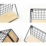 Gird Wall Shelf, Grid Wall Hanging Shelf, Wire Wood Organizer,  Iron Floating Display Shelf, Home Decorative Hanging Grid Basket, Wall Art Shelve Flower Pot Stand