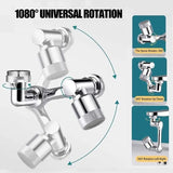 360 Robotic Arm Faucet Sprayer, Universal Rotation Faucet Sprayer, Faucets Aerator Bubbler Nozzle, Sink Face Wash Attachment, Aerator Bathroom Kitchen Sink Faucet Sprayer, Multifunctional Extension Faucet Aerator for Bathroom Kitchen Sink