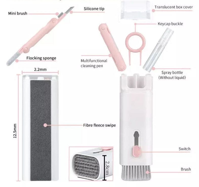 7 In 1 Cleaning Brush Set, Multifunctional Phone Keyboard Cleaning Kit, Computer Dust Cleaning, Cleaning Brush Tool for Airpods Earbud Cell Phone Laptop Camera, Multifunction Bluetooth Compatible Headset Cleaning Pen