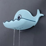 Wall-Mounted Whale Shaped Soap Holder, Hanging Bathroom Soap Tray with Suction Cup, Self Draining Soap Holder for Shower Wall