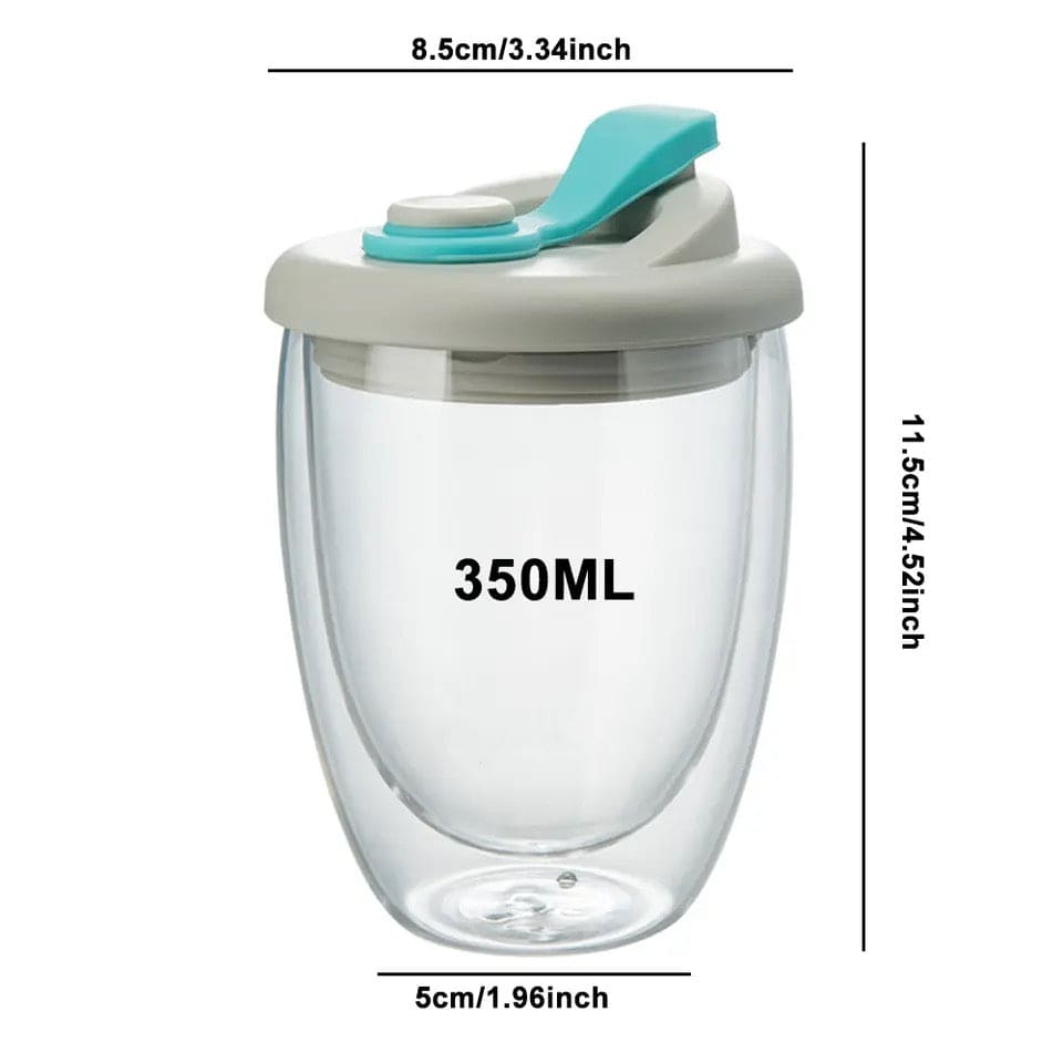 Double Wall Glass, Transparent Insulated Coffee Cup, Transparent Double Layer Wall Glass Cup, Cute Portable Water Cup, Double Wall Glass Cup
