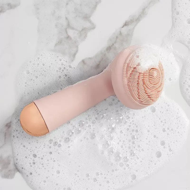 Electric Silicone Facial Brush Massager, USB Rechargeable Rose Electric Facial Cleanser,  Rotating Silicone Massager, Waterproof Sonic Vibration Cleanser, Deep Pore Cleansing Skin Massager, Vibrate Exfoliate Sonic Electric Facial Cleansing Brush