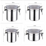 Set Of 4 Stainless Steel Airtight Sealed Canister, Coffee Flour Sugar Tea Container, Kitchen Container Seal Storage Jars With Plastic Cover, Miscellaneous Grain Food Storage Containers, Metal Sealed Can, Tea Leaf Organizer, Kitchen Accessories