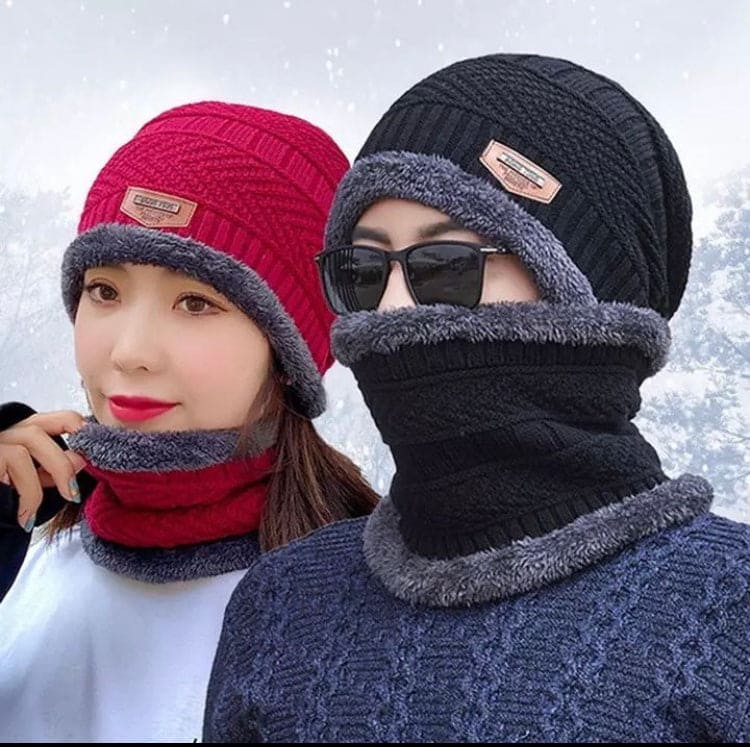 New Beanie Hat, Skin Cap & Scarf Set, New Coral Fleece Scarf, Men Wool Scarf Caps, Winter Beanies for Men