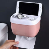 Wall Mounted Toilet Roll Holder With Shelf Storage Rack, Toilet Tissue Box, Punch-free Toilet Paper Holder Box, Waterproof Storage Toilet Paper Storage Rack
