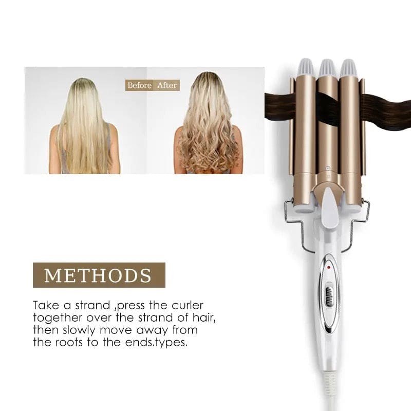 Triple Wave Hair Curler, Triple Curling Iron Wand, Crimping Iron Large Wave Hair Styling Tool, Ceramic Curling Tongs, Professional Hair Waver Tools, Wave Waver Styling Tools
