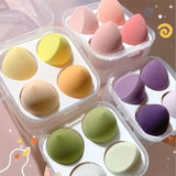 Set Of 4 Makeup Egg Blender, Foundation Powder Puff, Wet and Dry Powder Puff, Makeup Egg Cushion Beauty Tool, Cosmetic Makeup Blender With Storage Box