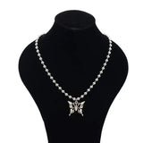 Sweet Butterfly Stainless Steel Pendant Necklace, Streetwear Ball Chain Polishing Chain Pendant, Hollow Butterfly Ball Chain Necklace Jewellery