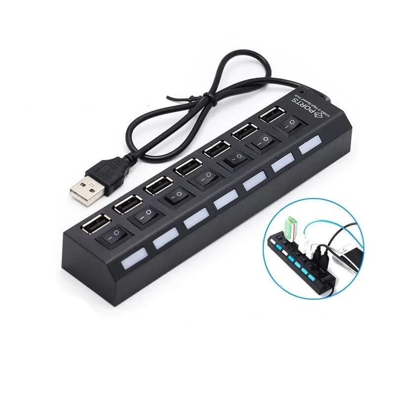 Multi USB Splitter, Small Splitter Switch, Computer USB Extension Hub, Hight Speed Mini Port Hub Adapter, Standard Type Power Adapter, Extender Extension Connector