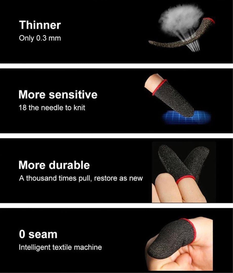 1 Pair Finger Sleeves For Gaming, Sweatproof Gloves Breathable Fingertips For Mobile Games, Non-Scratch Sensitive Touch Screen Gaming Finger Thumb Sleeve Gloves
