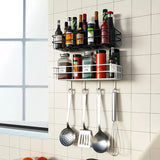 Wall Mounted Bathroom Hanging Shelf, Iron Shampoo Holder, Wall Mounted Floating Rack With Hooks, Bathroom Shower Storage Rack