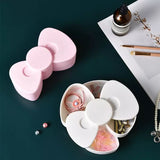 Bow Shaped Earring Storage Box, Rotatable Earring Storage Box, Decorative Jewellery Container Case, Creative Necklace Box, Rotating Jewellery Box, Multi-layer Dustproof Jewellery Plastic Box