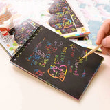 Children Graffiti Notebook, Black Page Magic Drawing Book, Painting Notepad for Kids, DIY Scratch Drawing Notes Paper, Graffiti Painting Coils Drawing Book, Color Scratch Art Mini Notes, Scraping Drawing Paper