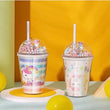 Double Layer Dream Unicorn Jar, Cartoon Plastic Water Cup With Straw & Lid