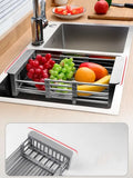 Stainless Steel Dish Drainer, Retractable Tableware Dish Drying Holder, Adjustable Sink Dish Drainer, Fruit Vegetable Washing Drainer, Stainless Steel Sink Rack, Scalable Dish Drying Rack, Kitchen Organizer Basket, Over The Sink Dish Drying Rack