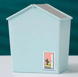 House Style Trash Can, Wastebasket Garbage Container With Swing Lid, Cute Plastic Recycle Small Stacked Trash Can, Mini Rolling Cover Type Bathroom Trash Bin, House Style Plastic Desktop Flip Trash Can