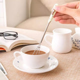 Mini Handle Egg Beater, Cute Cartoon Ceramic Handle Manual Beater, Hand Stirring Beaters, Multifunctional Cream Coffee Churn Baking Accessories Kitchen Tool, Stainless Steel Whisk, Mini Handle Stirrer Whisk