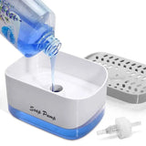 2 In 1 Caddy Soap Dispenser, Automatic Liquid Soap Dispenser, Caddy Soap Dispenser, Manual Press Liquid Soap Dispenser, Soap Dispenser With Sponge Holder, Cleaning Liquid Pump Dispenser Container, Home Bathroom Kitchen Soap Dispenser With Sponge