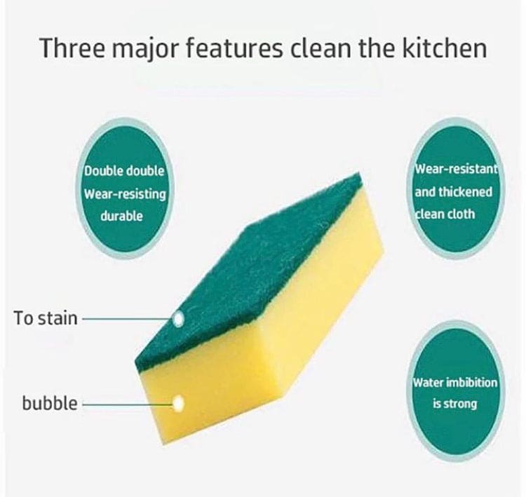 6 Pcs Double Sided Dishwashing Sponge, Emery Magic Cleaning Sponge