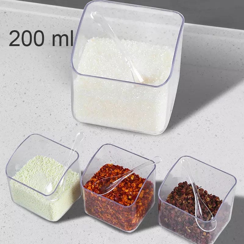 4 Grid Spice Rack, Kitchen Wall Mounted Seasoning Box, 4 Grids Spoon Kitchen With Lid Container, Wall-mounted Seasoning Box, Herb Spices Storage Condiment Jar, Kitchen Gadget Device Sets Spice Box Organizer Tool, Retractable Wall Mounted Spice Rack
