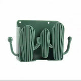 Wall Mounted Self Adhesive Cactus Shaped Charger Phone Bracket Holder, Wall Mounted Remote Control Storage Box, Mobile Phone Charging Stand