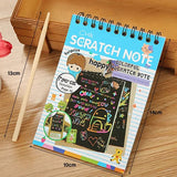 Children Graffiti Notebook, Black Page Magic Drawing Book, Painting Notepad for Kids, DIY Scratch Drawing Notes Paper, Graffiti Painting Coils Drawing Book, Color Scratch Art Mini Notes, Scraping Drawing Paper
