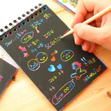Children Graffiti Notebook, Black Page Magic Drawing Book, Painting Notepad for Kids, DIY Scratch Drawing Notes Paper, Graffiti Painting Coils Drawing Book, Color Scratch Art Mini Notes, Scraping Drawing Paper