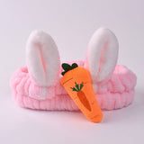 Carrot Rabbit Ears Face Wash Headband, Wash Face Hair Holder Hairband, Soft Warm Coral Fleece Bow Animal Ears Headband, Soft Lovely Wash Face Hairband, Spa Headband for Makeup, Perfect Cosmetic Headband
