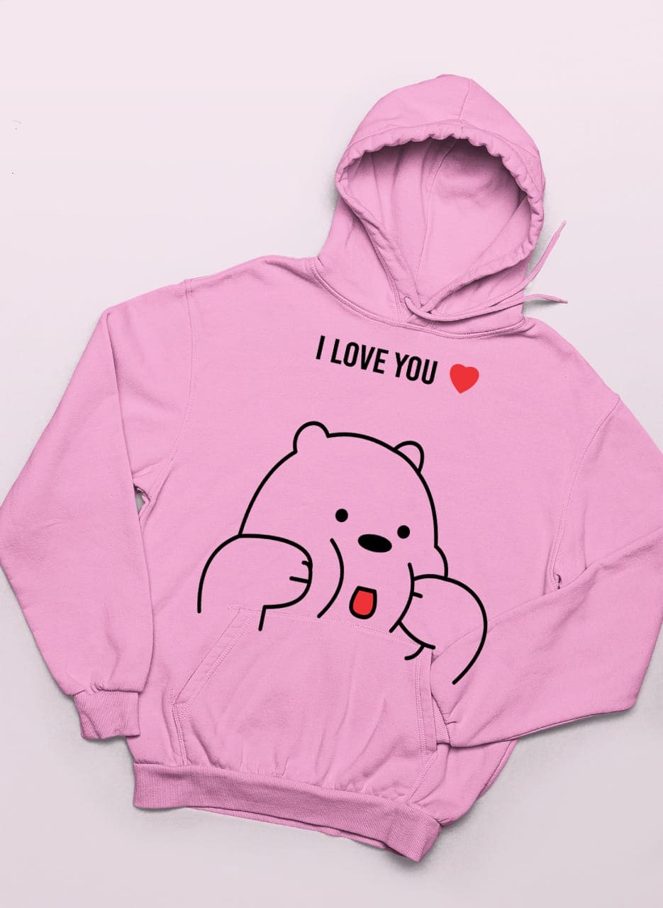 Kawaii Bear I Love You Print Winter Warm Hoodies And Sweatshirts