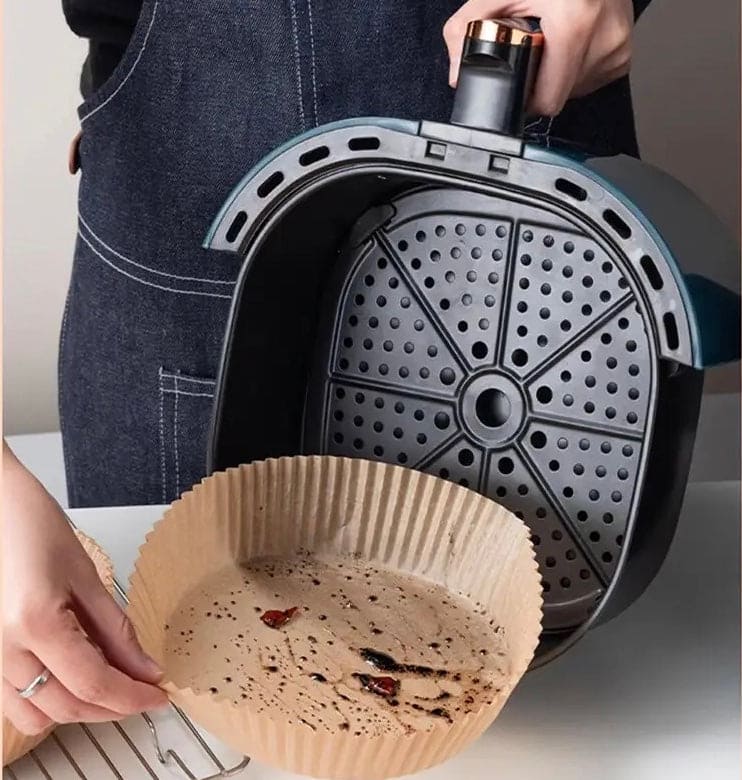 50 Pcs Air Fryer Plates, Kitchen Baking Greaseproof Paper, Oil Absorbing Paper for Household, Barbecue Plate Food Oven Kitchen Pan Pad, Non-Stick Unbleached Air Fryer Parchment Paper Liner, Disposable Parchment Paper Set