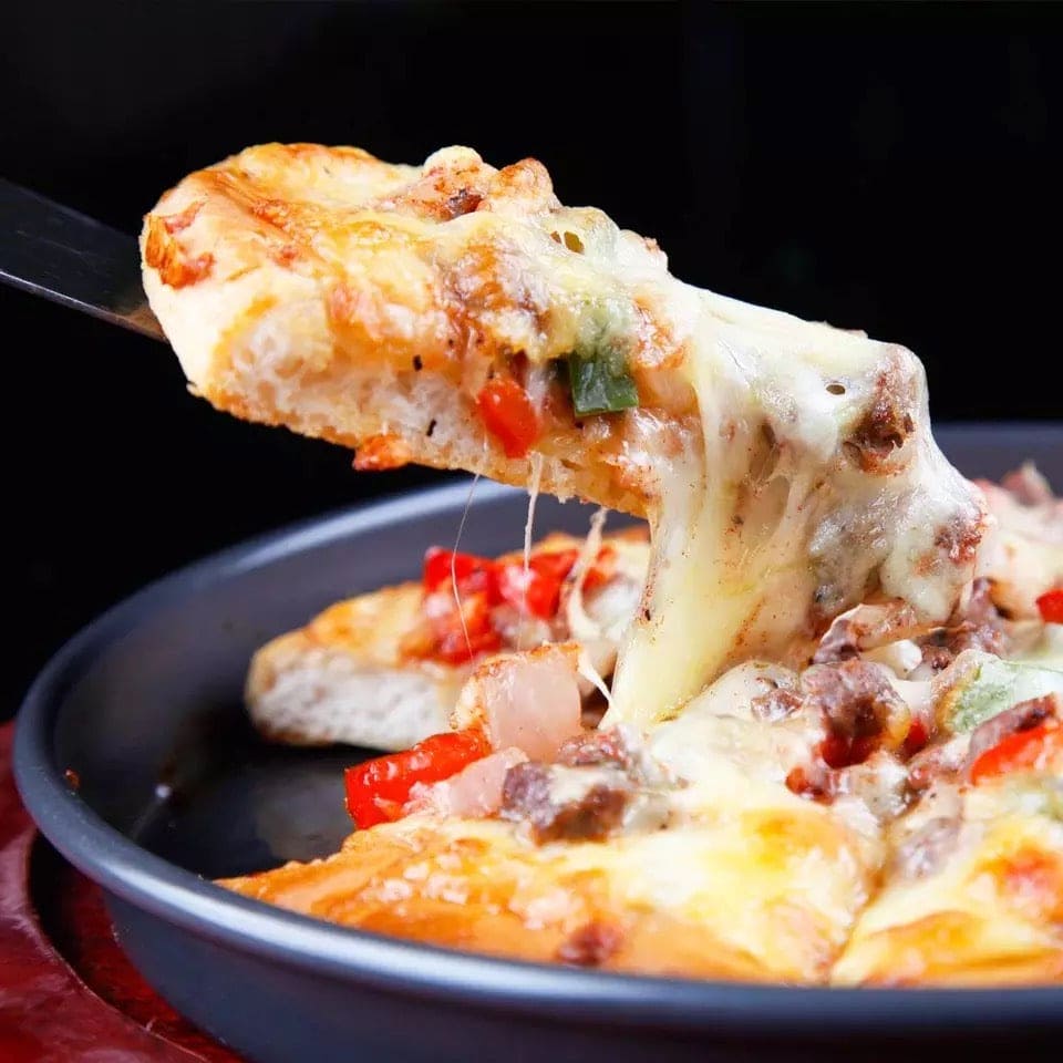 Set of 3 Non-Stick Pizza Pan, Round Pizza Pan Deep Dish Tray, Carbon Steel Non Stick Mold Baking Tool