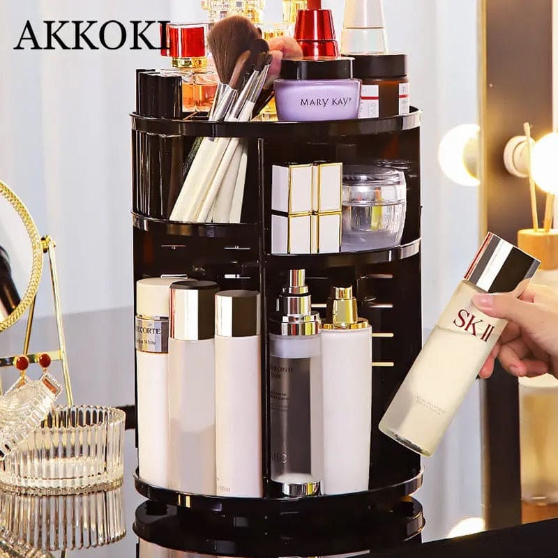 Nordic Rotating Cosmetic Organizer, Large Capacity Cosmetic Storage Rack, Multifunction Detachable Makeup Organizer, Adjustable Makeup Carousel Spinning Holder Rack,  Large Capacity Cosmetics Storage Box, Cosmetic Vanity Shelf