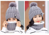 Female Outdoor Casual Windproof Hat, Winter Plush Warm Cap, Women Wool Knitted Hat, Collar Warm Keep Face Warmer Beanies Hat