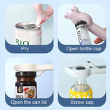 Cute 4 in 1 Multifunction Lid Remover, Stainless Steel Bottle Opener, Baer Unscrew Can opener, Jars Opener, Fridge Manual Lid Remover, Multifunctional Bottle Opener, 4 in 1 Lid Seal Remover, Water Bottle Opener for Women