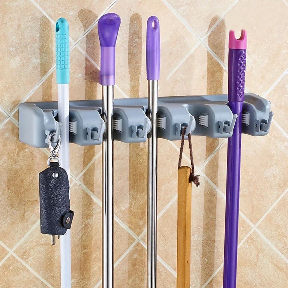 Magic Mop Holder, Multifunctional Broom Holder, ABS Mop Holder, Kitchen Bathroom Organizer Rack, Brush Broom Organizer Hanger, Household Mop Brush Hanger, 4 Position Broom And Mop Holder