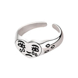 2 Pcs Creative Crying Heart Rings, Trendy Fashion Female Resizable Ring Jewellery , Vintage Adjustable Ring