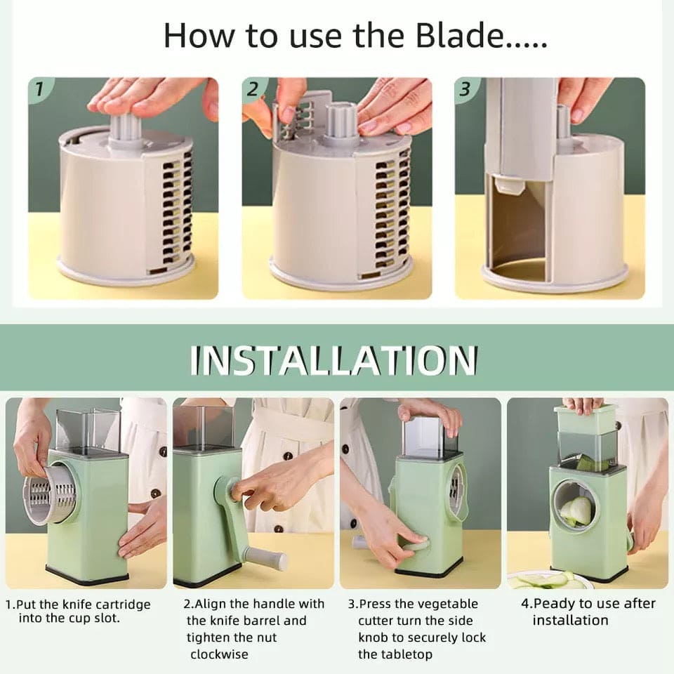 Amazing Multifunctional Vegetable Slicer Cutter Chopper, Veget Graters Shredders Fruit Kitchen Tool French Fry, Multifunction Manual Round Cutter Potato Spiralizer