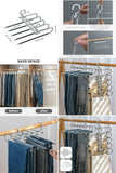 5 in 1 Pant Hanger For Clothes Organizer, Multifunction Shelves Closet Storage Organizer, Stainless Steel Magic Trouser Hangers, Multilayer Jeans Steel Hanger, Adjustable Pants Tie Storage Shelf, Stainless Steel Clothes Hanger