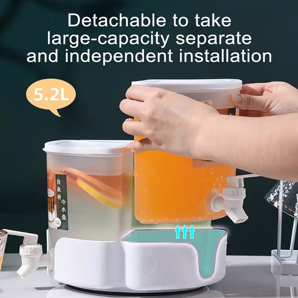 3 In 1 Rotated Beverage Dispenser With 3 Tap, Plastic Drink Dispenser For Refrigerator, Lemonade Drink Ware Cold Water Bottle